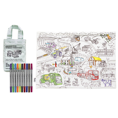 truck colouring in placemat 