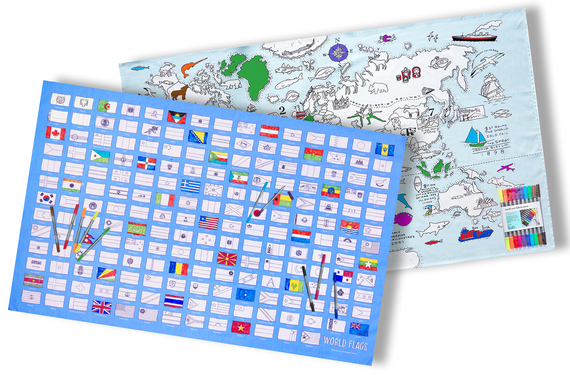 fun colour-in kitchen linen