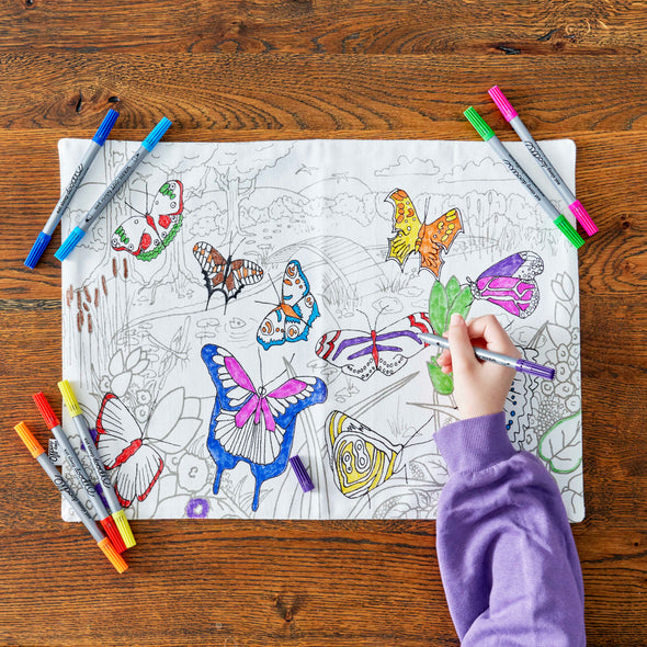 butterfly placemat to go - colour in & learn
