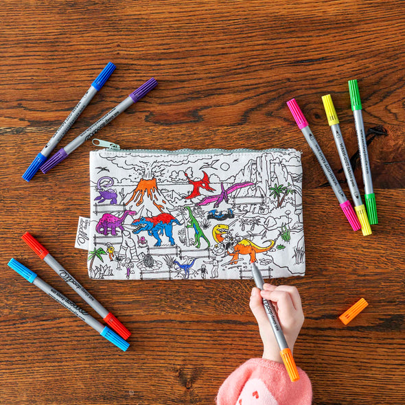 Caja de lápices de dinosaurio - Color en y aprender