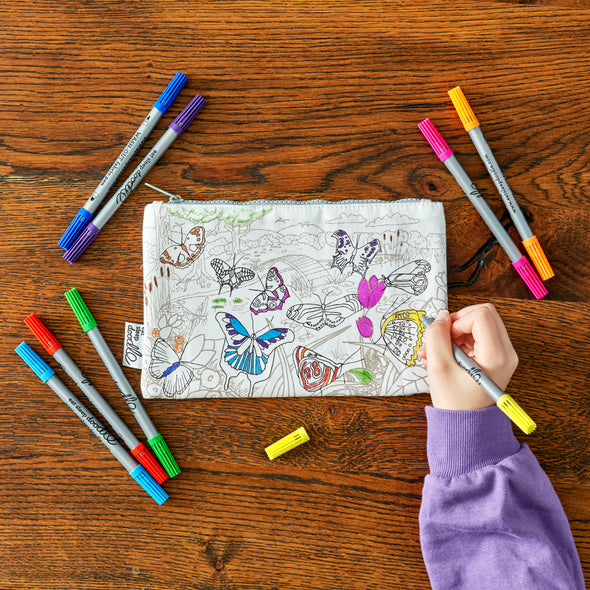 butterfly pencil case - colour in & learn