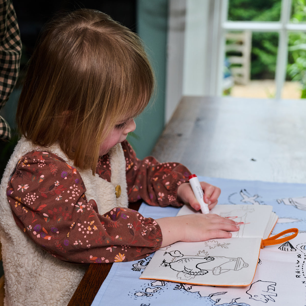 oddler colouring book with farm animals and chunky washable pens