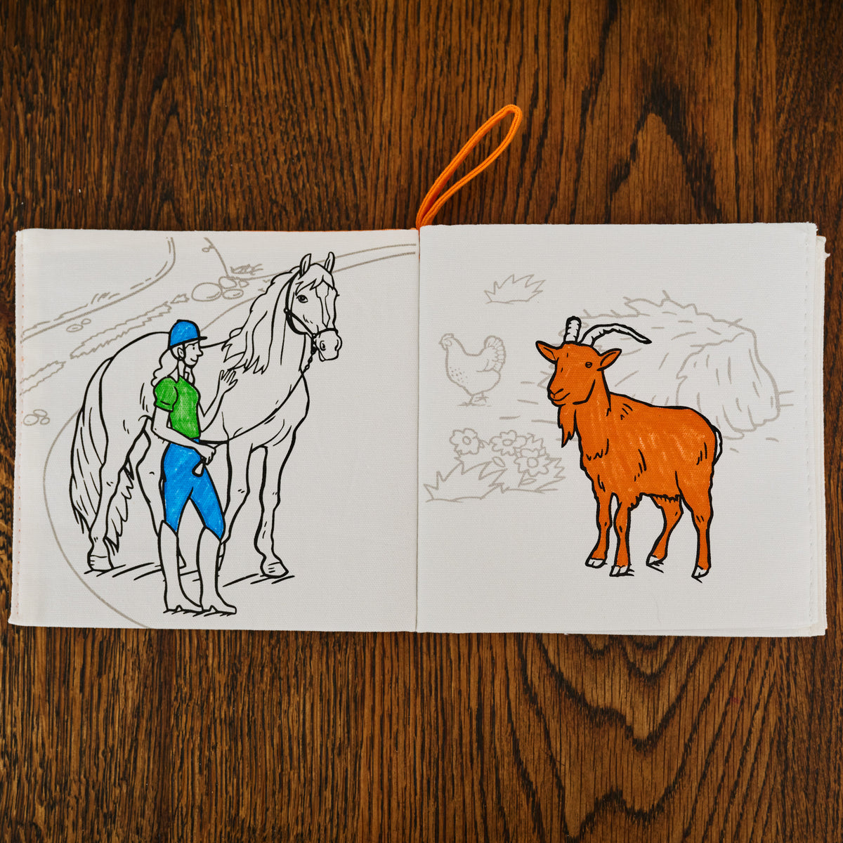 Soft cotton farmyard colouring book for children aged 1+