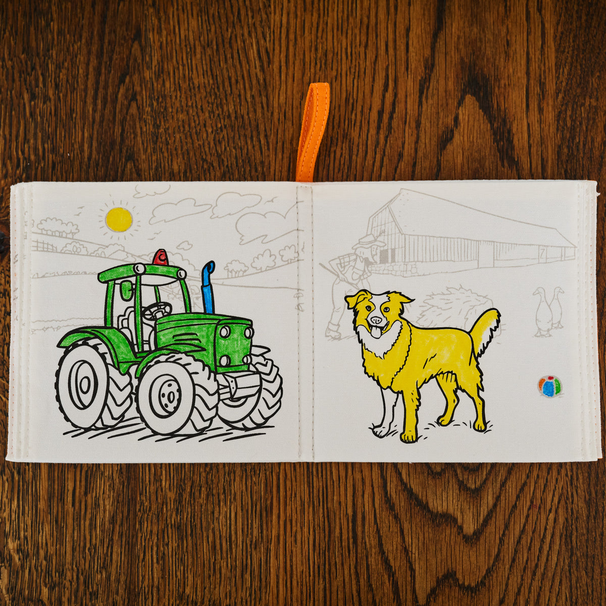 half coloured toddler reusable colouring book