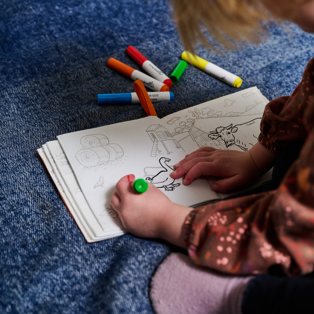 Reusable farm animal colouring book for toddlers