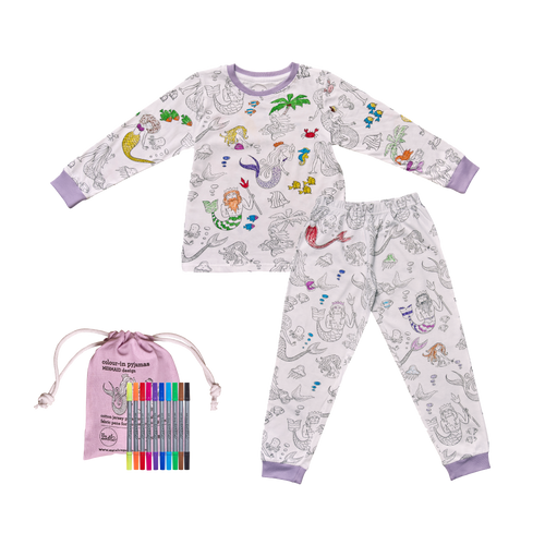 sirène à colorier en pyjama