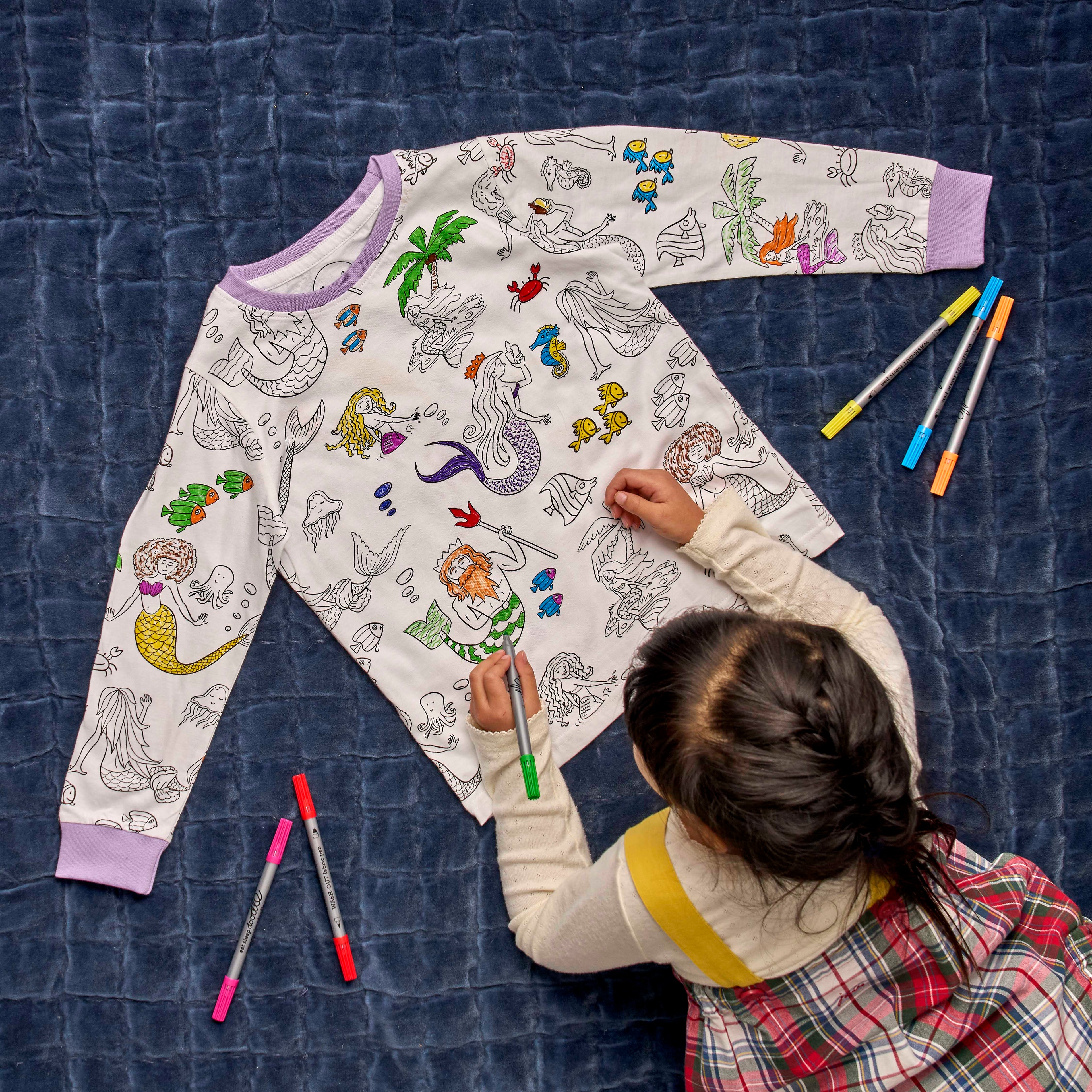 sirène à colorier en pyjama