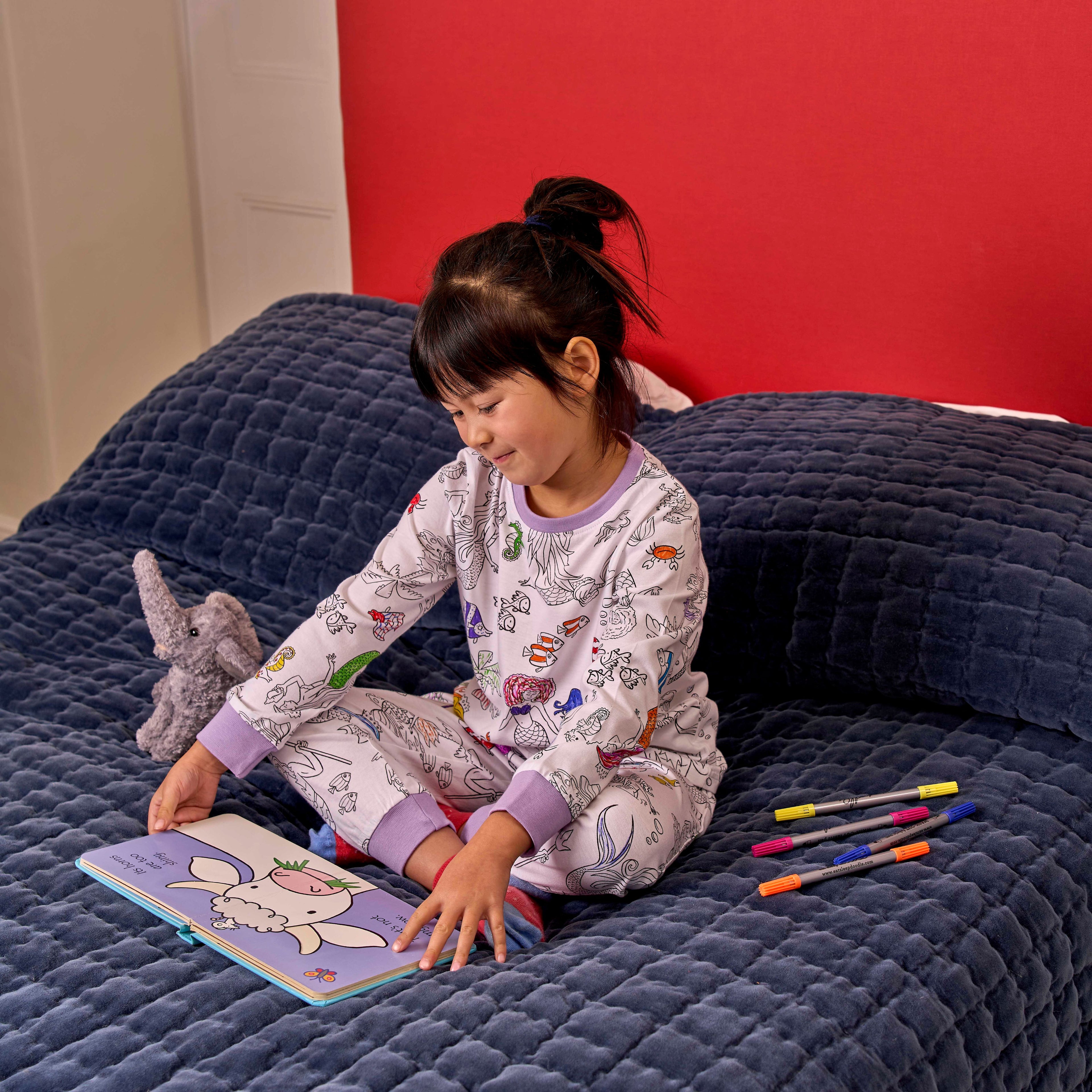 sirène à colorier en pyjama