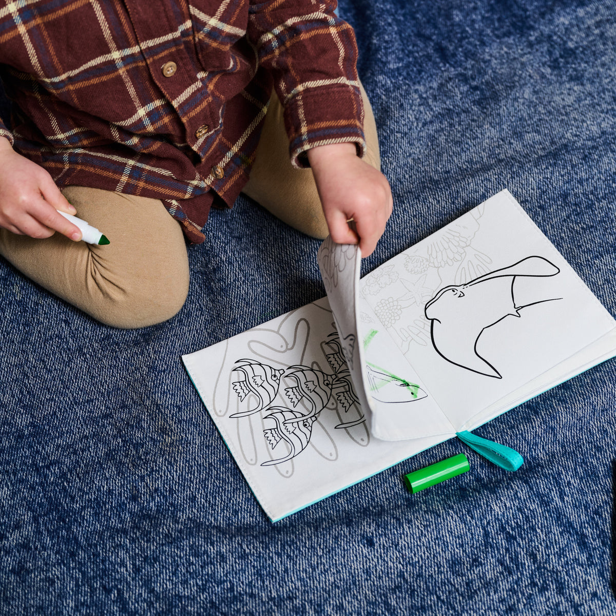 Toddler colouring book with farm animals and chunky washable pens