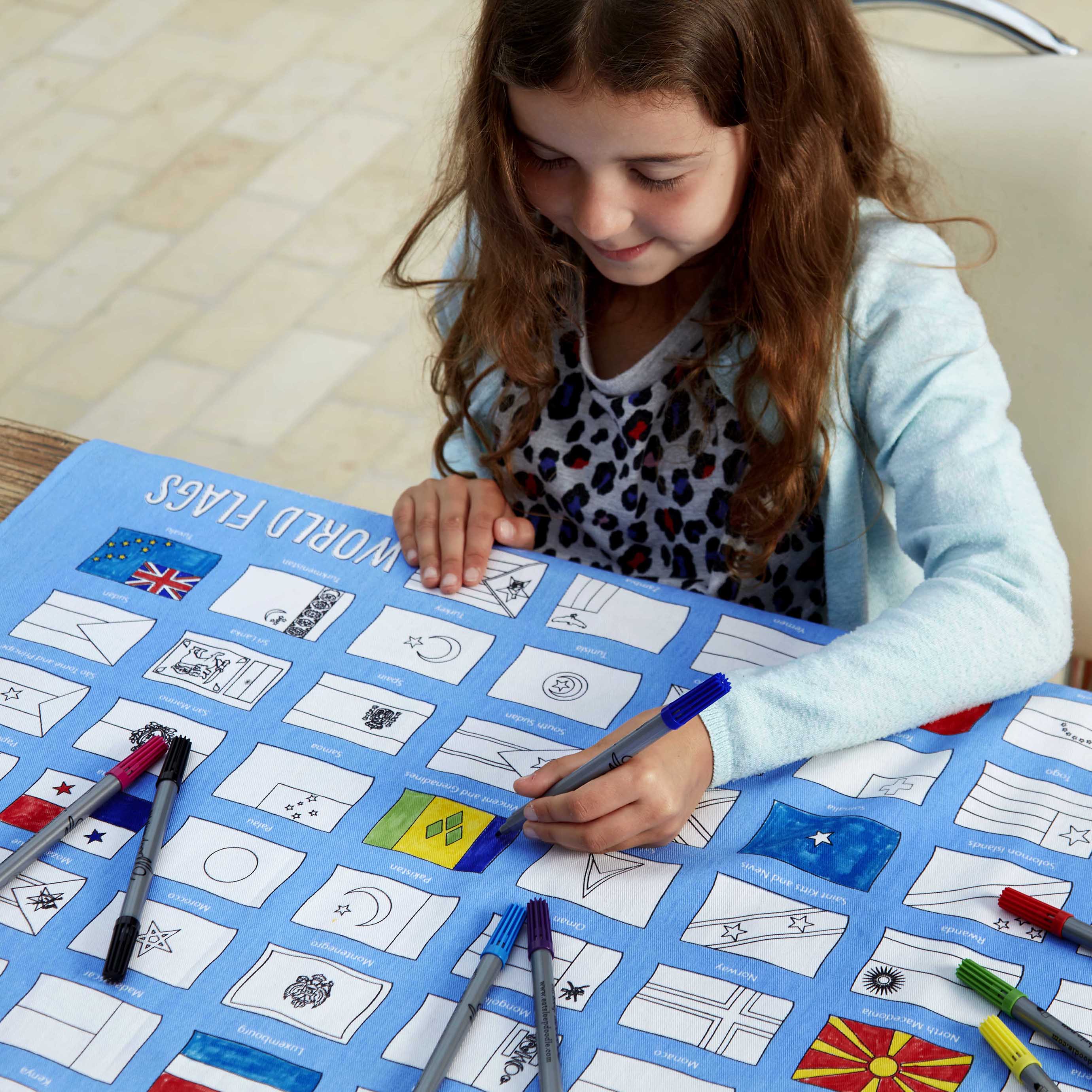 international flags tablecloth for kids that love to travel