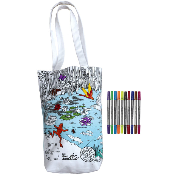 pond life shopper to colour with felt tip fabric markers