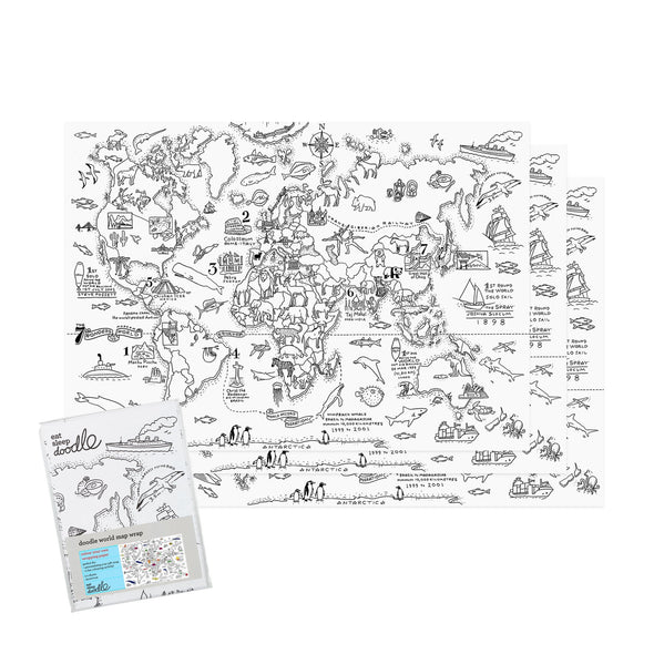 world map printed paper colouring activity
