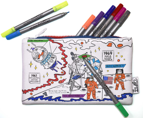 space explorer pencil case - colour in & learn